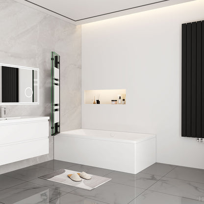 Nano Glas Faltwand Drehwand Trennwand Badewannenaufsatz Duschwand Abtrennung 130 cm Schwarz