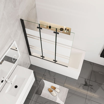 Nano Glas Faltwand Drehwand Trennwand Badewannenaufsatz Duschwand Abtrennung 130 cm Schwarz
