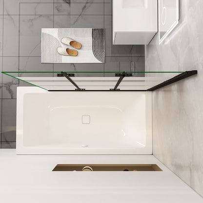 Nano Glas Faltwand Drehwand Trennwand Badewannenaufsatz Duschwand Abtrennung 130 cm Schwarz