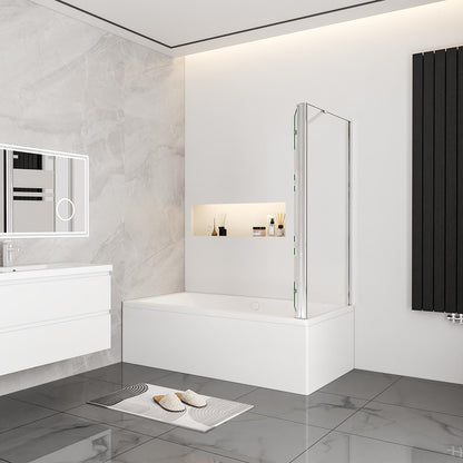 Nano Glas Faltwand Drehwand Trennwand Badewannenaufsatz mit Seitenwand Duschwand Abtrennung 140+70cm Chrom