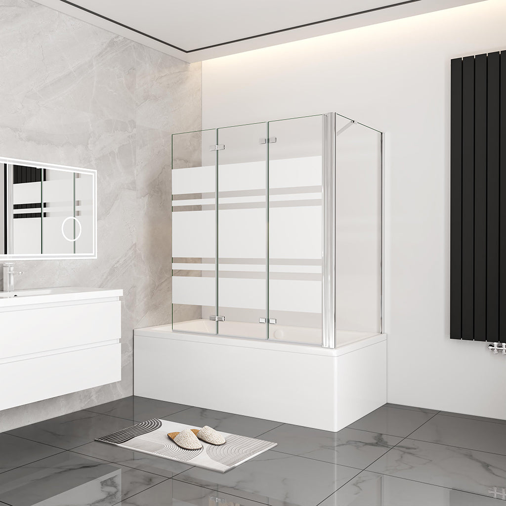 Nano Glas Faltwand Drehwand Trennwand Badewannenaufsatz mit Seitenwand Duschwand Abtrennung 140+70cm Chrom