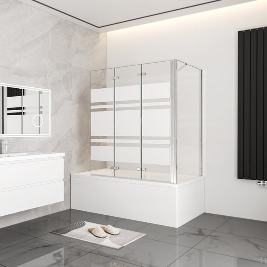 Nano Glas Faltwand Drehwand Trennwand Badewannenaufsatz mit Seitenwand Duschwand Abtrennung 140+70cm Chrom