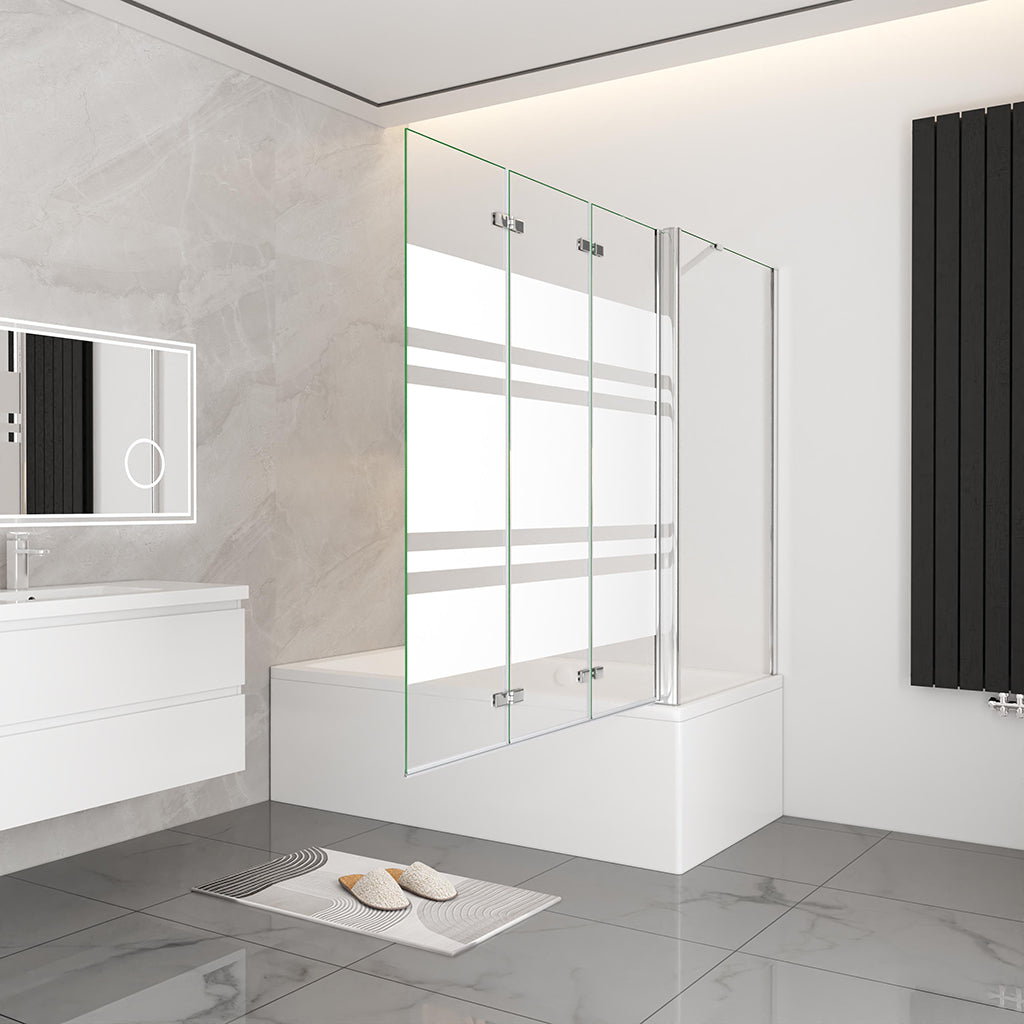 Nano Glas Faltwand Drehwand Trennwand Badewannenaufsatz mit Seitenwand Duschwand Abtrennung 140+70cm Chrom