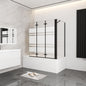 Nano Glas Faltwand Drehwand Trennwand Badewannenaufsatz mit Seitenwand Duschwand Abtrennung 140+80cm Schwarz