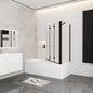 Nano Glas Faltwand Drehwand Trennwand Badewannenaufsatz mit Seitenwand Duschwand Abtrennung 130+80cm Schwarz