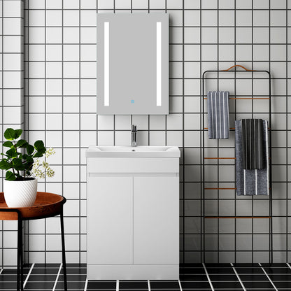 Badmöbel Set ADELA 50 cm Standschrank Weiss Waschbecken mit Unterschrank mit Soft-Close Funktion