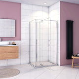 Duschkabine Duschabtrennung 185cm mit Drehtür für die Ecke – aus ESG Glas mit Hochglanz Chrom