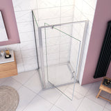 Duschkabine Duschabtrennung 185cm mit Drehtür für die Ecke – aus ESG Glas mit Hochglanz Chrom