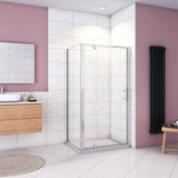 Duschkabine Duschabtrennung 185cm mit Drehtür für die Ecke – aus ESG Glas mit Hochglanz Chrom