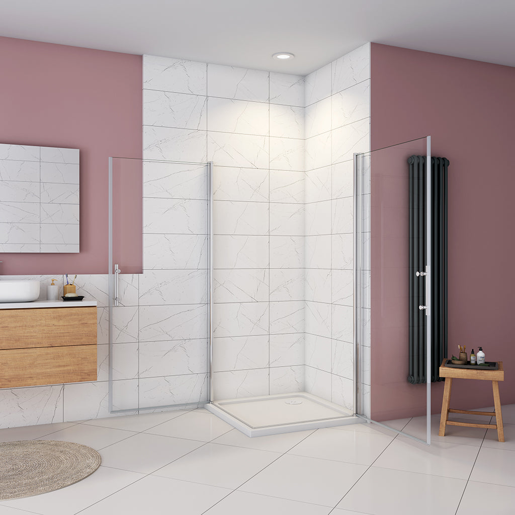 Drehtür Eckeinstieg 100x100xH.197cm Duschtasse für badezimmer