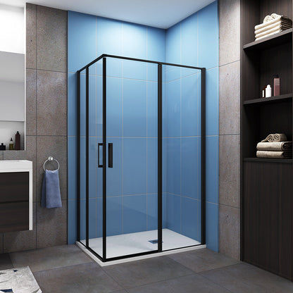 Drehtür Eckeinstieg 1200x900xH.1850mm Duschtasse Ablaufgarnitur