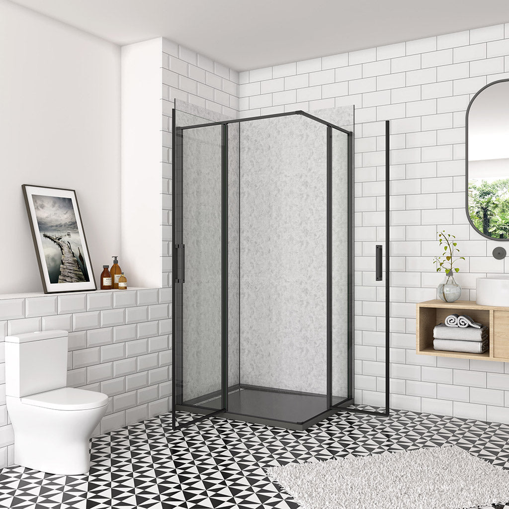 Drehtür Eckeinstieg 120x90xH.185cm Wandverkleidung für badezimmer