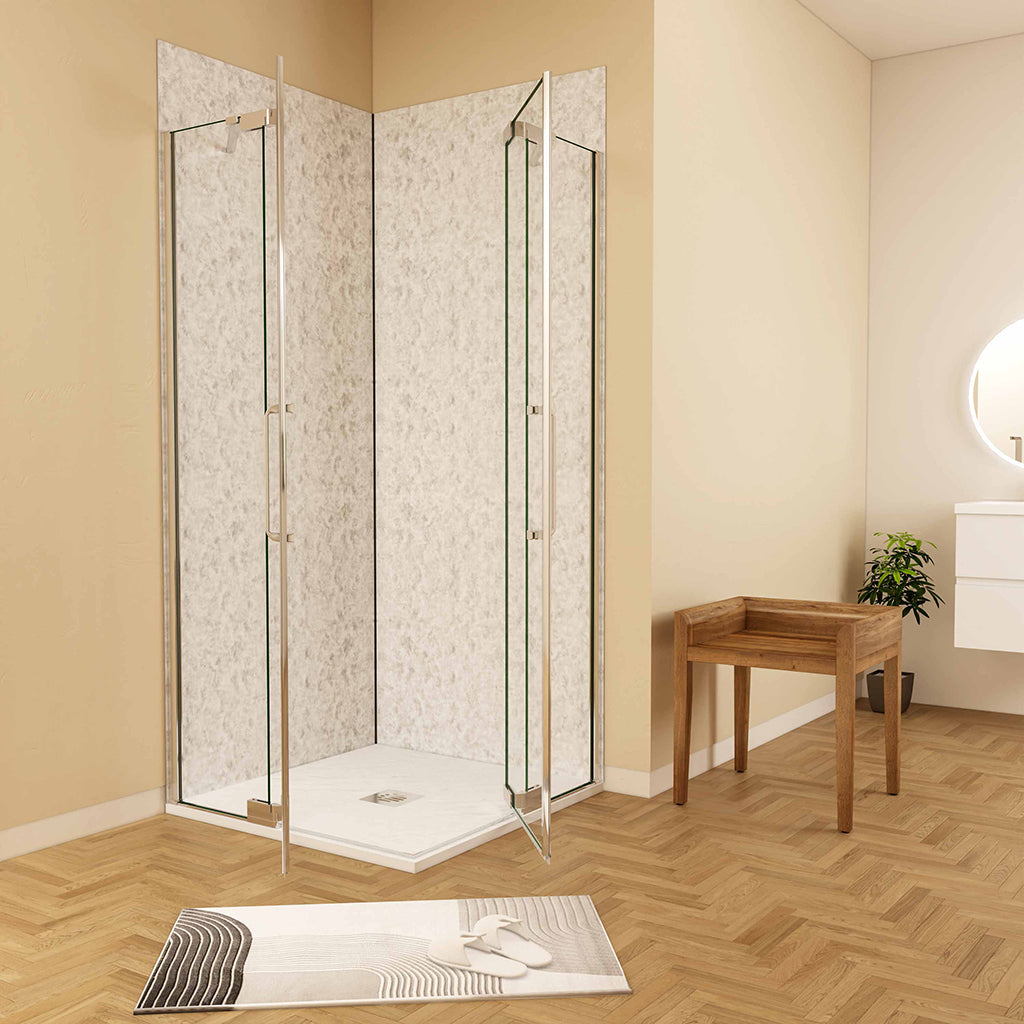 Drehtür Eckeinstieg 800x800xH.1950mm Wandverkleidung badezimmer ideen