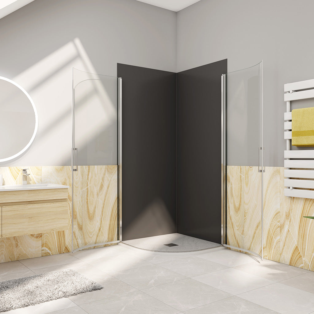 Drehtür Runddusche Eckeinstieg 90x90xH.195cm Wandverkleidung für badezimmer