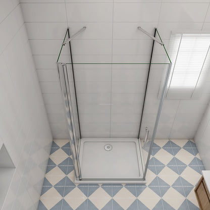 Drehtür U Form 80x70xH.195 cm Duschtasse Ablaufgarnitur für badezimmer