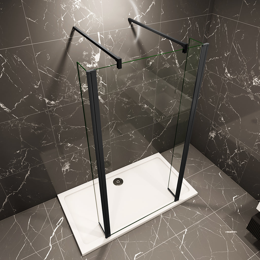 Walk In Dusche mit Drehbar Spritzschutz 100+40+40 x H.200 cm Duschkabine Glasduschwand 8mm Glas Duschwand