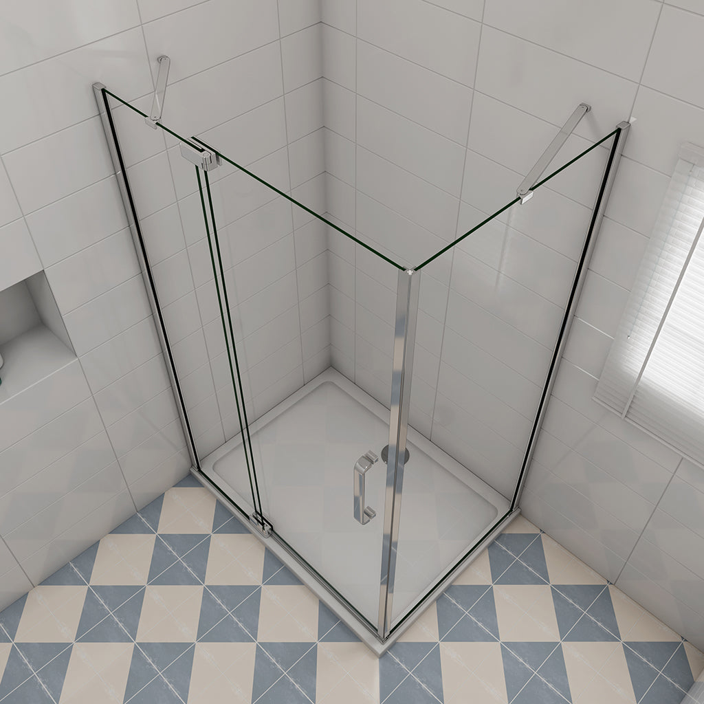 Duschabtrennung 1000x900 H.1950 mm Drehtür mit Seitenwand Duschtasse Ablaufgarnitur für badezimmer