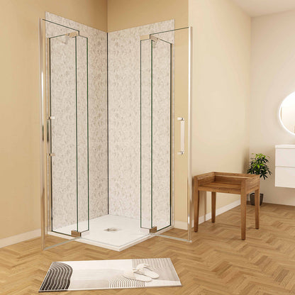 Duschabtrennung 100x100 H.195 cm Drehtür Eckeinstieg Wandverkleidung