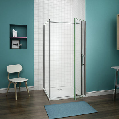 Duschabtrennung 100x100 H 197 cm Falttür mit Seitenwand für badezimmer