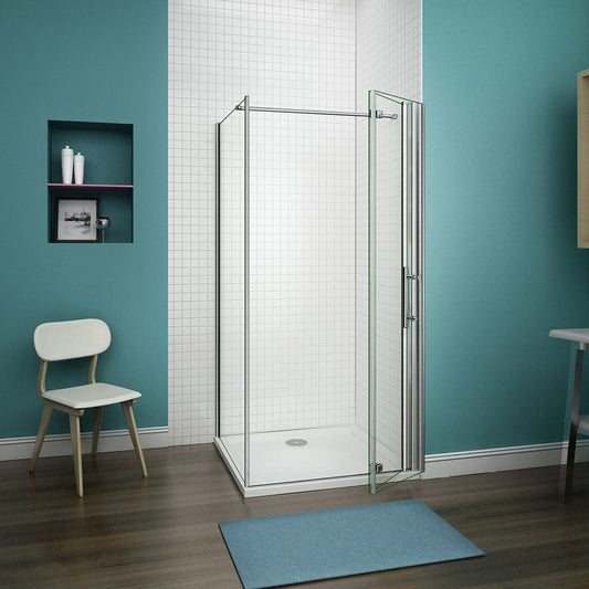Duschabtrennung 100x100 H 197 cm Falttür mit Seitenwand für badezimmer