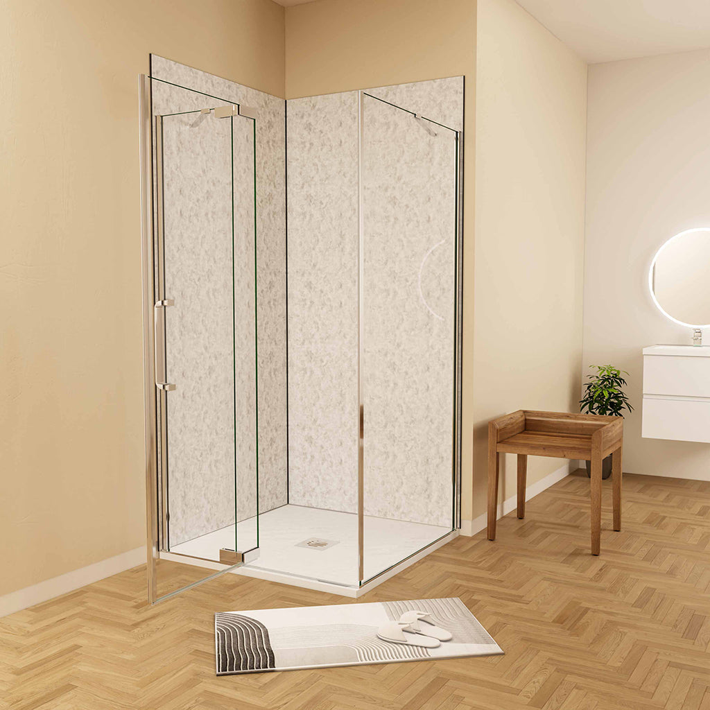 Duschabtrennung 100x90 H.195 cm Drehtür mit Seitenwand für badezimmer