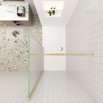 Duschabtrennung 10mm ESG NANO Glas 110 cm Walk in Duschwand Dusche goldfarben