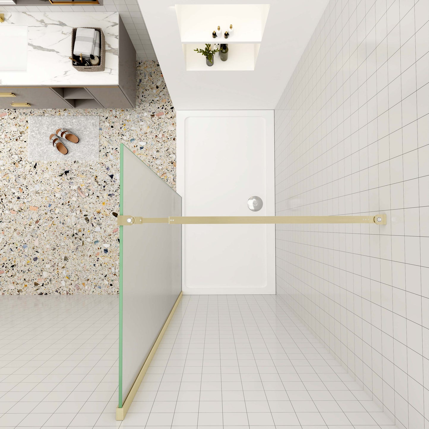 Duschabtrennung 10mm ESG NANO Glas 110 cm goldfarben