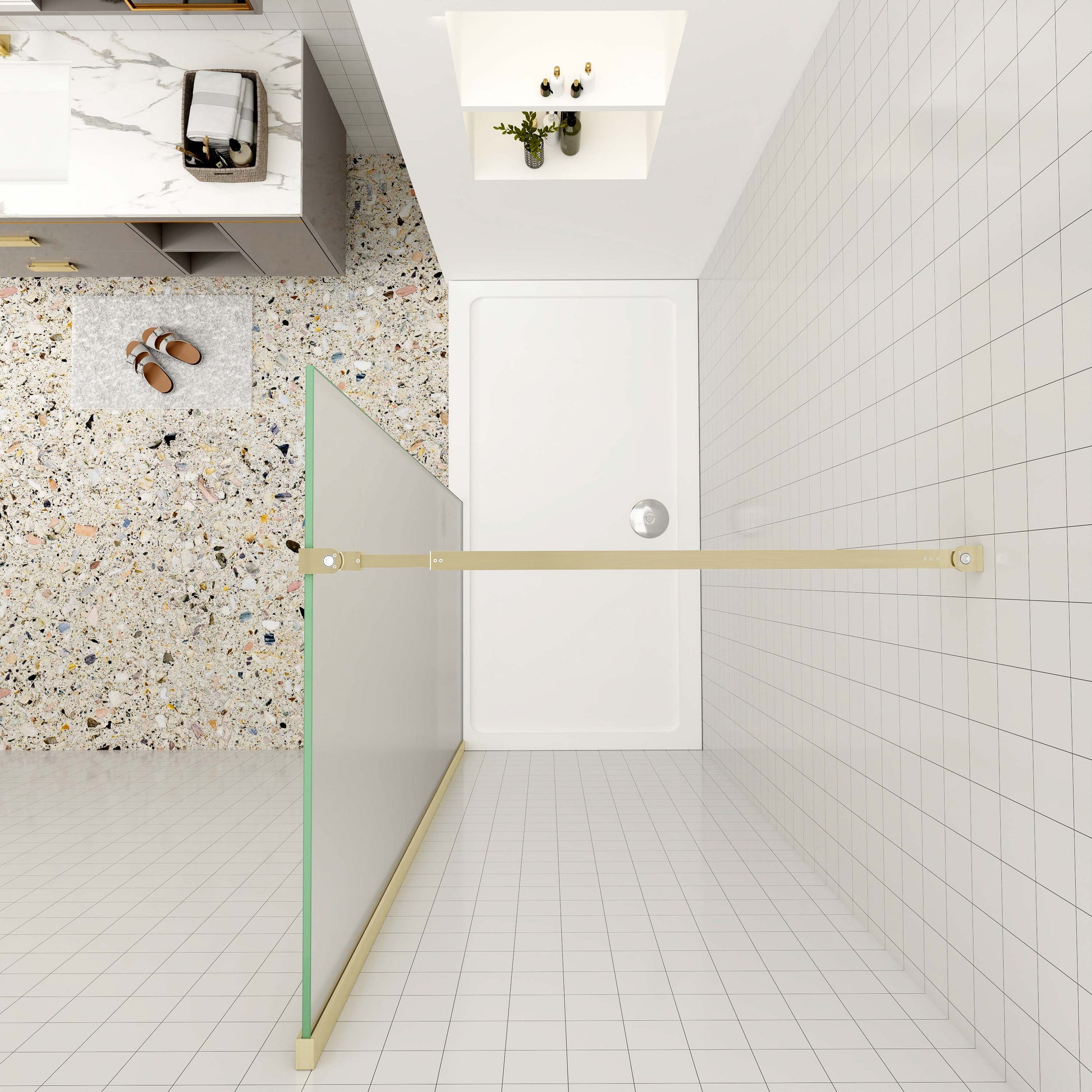 Duschabtrennung 10mm ESG NANO Glas 120 cm goldfarben