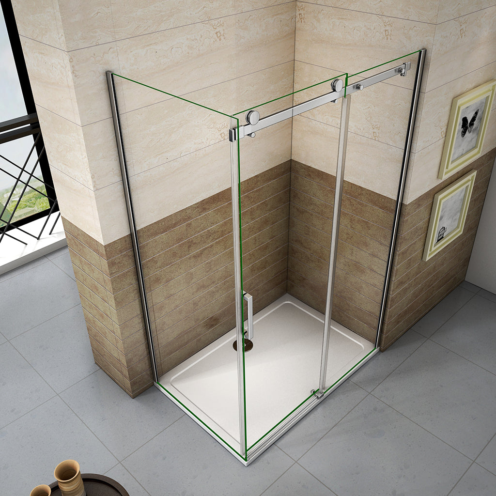 Duschabtrennung 120x100 H.195 cm Schiebetür mit Seitenwand für badezimmer