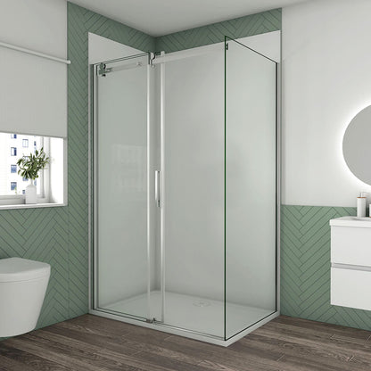 Duschabtrennung 1300x700 H.1950 mm Schiebetür mit Seitenwand Wandverkleidung für badezimmer
