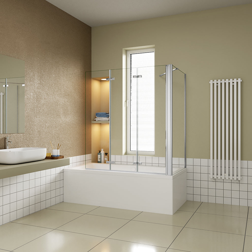 Duschabtrennung 130x80 H 140 cm Badewannenseitenwand mit Seitenwand für badezimmer