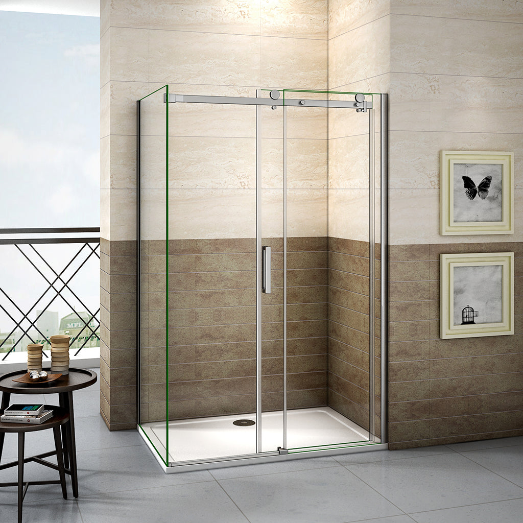 Duschabtrennung 140x90 H.195 cm Schiebetür mit Seitenwand für badezimmer