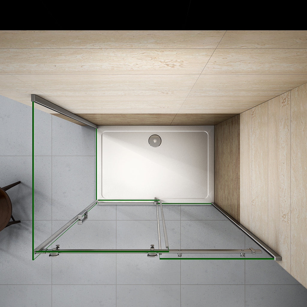 Duschabtrennung 1600x700 H.1950 mm Schiebetür mit Seitenwand Duschtasse für badezimmer