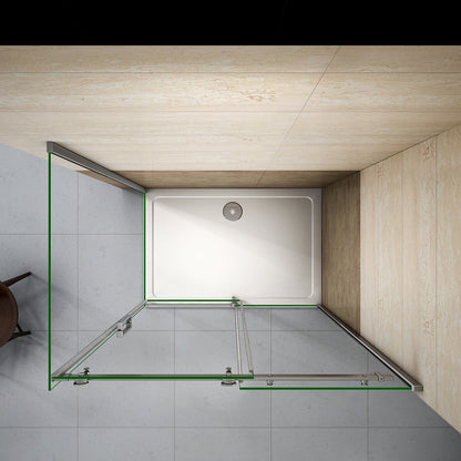 Duschabtrennung 1600x700 H.1950 mm Schiebetür mit Seitenwand Duschtasse für badezimmer