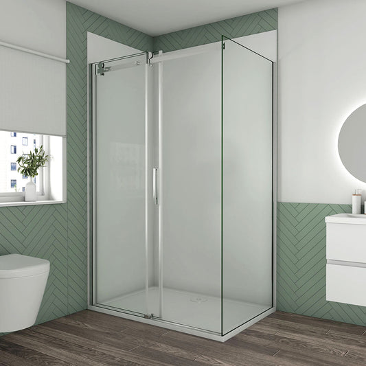 Duschabtrennung 1600x900 H.1950 mm Schiebetür mit Seitenwand Wandverkleidung für badezimmer