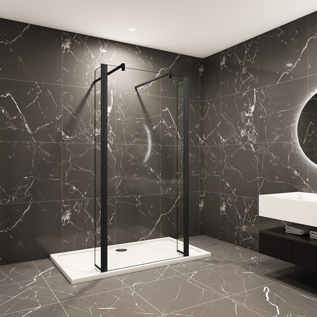 Walk In Dusche mit Drehbar Spritzschutz 70+40+40 x H.200 cm Duschkabine 8mm Glas barrierefreie Duschwand