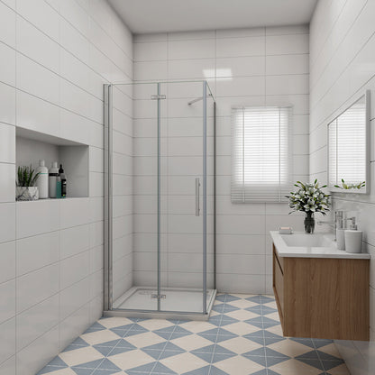 Duschabtrennung 700x900 H.1850 mm Falttür mit Seitenwand Duschtasse Ablaufgarnitur für badezimmer