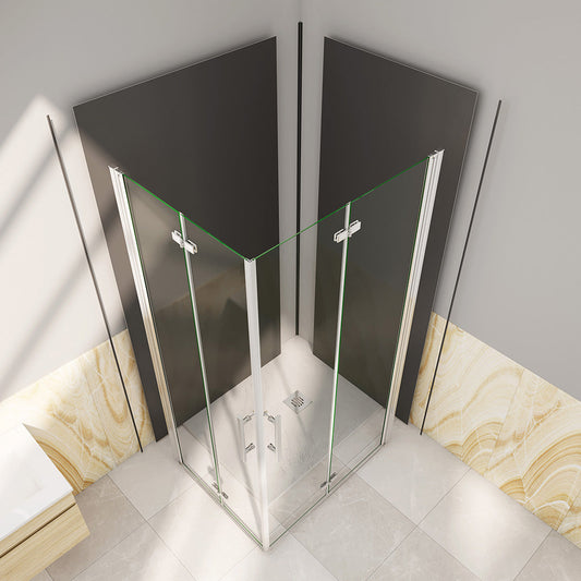 Duschabtrennung 800x700 H.1950 mm Falttür Eckeinstieg Wandverkleidung für badezimmer