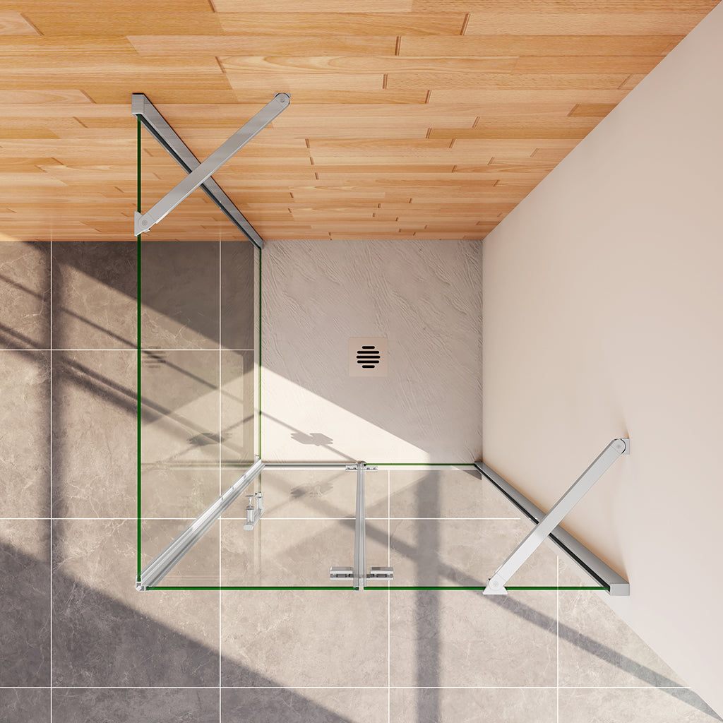 Duschabtrennung 80x70 H.185 cm Drehtür mit Seitenwand für badezimmer