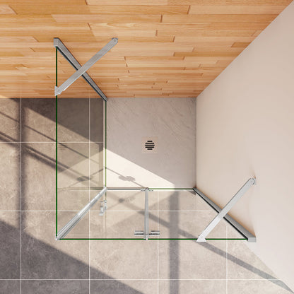 Duschabtrennung 80x70 H.185 cm Drehtür mit Seitenwand für badezimmer