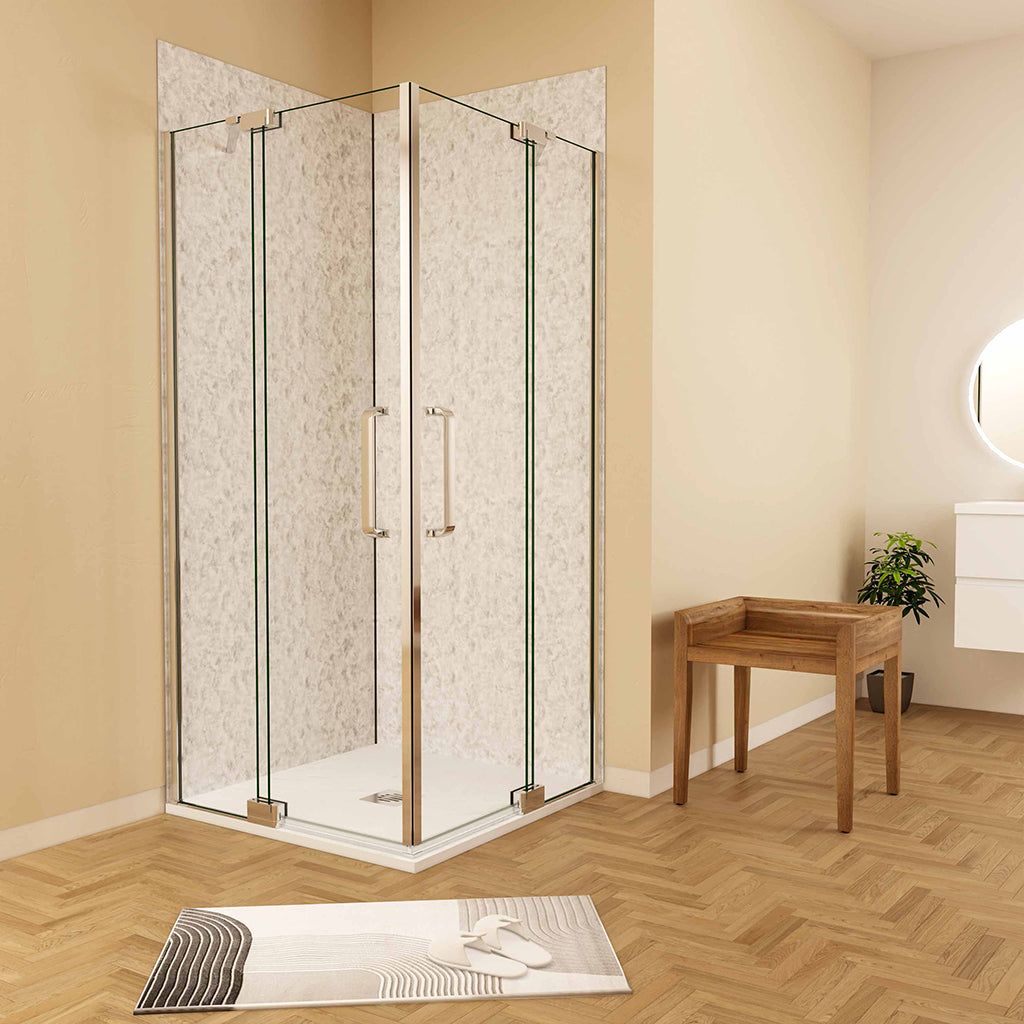 Duschabtrennung 80x80 H.195 cm Drehtür Eckeinstieg Wandverkleidung für badezimmer