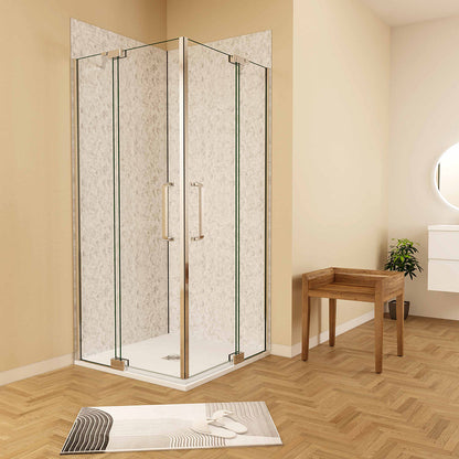 Duschabtrennung 80x80 H.195 cm Drehtür Eckeinstieg Wandverkleidung für badezimmer