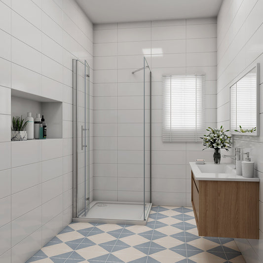 Duschabtrennung 850x700 H.1950 mm Falttür mit Seitenwand für badezimmer
