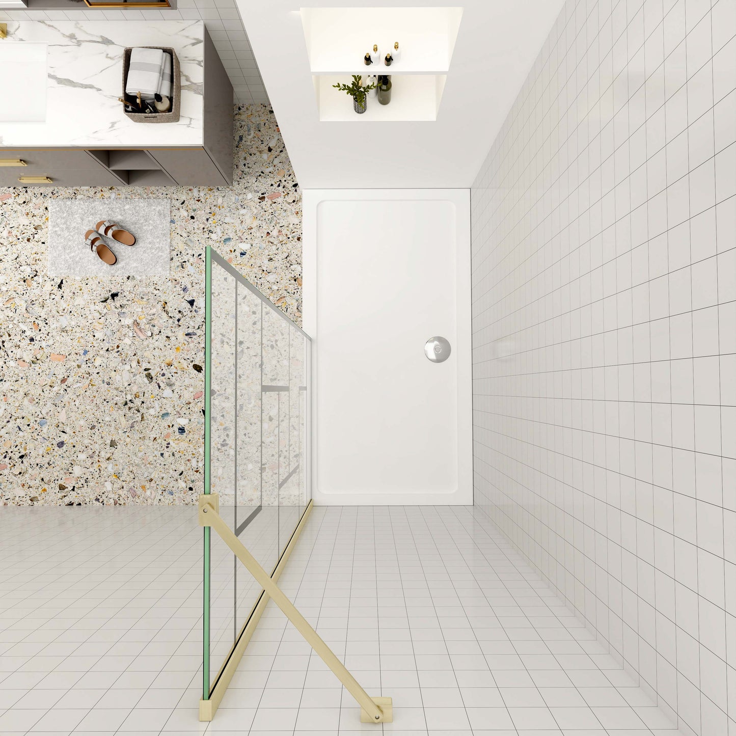 Duschabtrennung 8mm NANO Glas 120 cm goldfarben