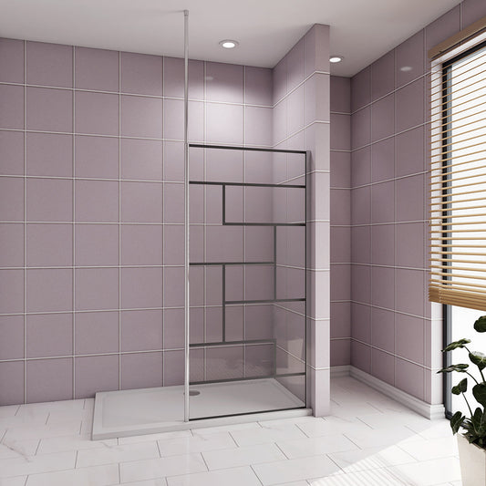 Duschabtrennung 900 H.2000 mm Walk in Duschwänd mit Stabilisationsstange für badezimmer