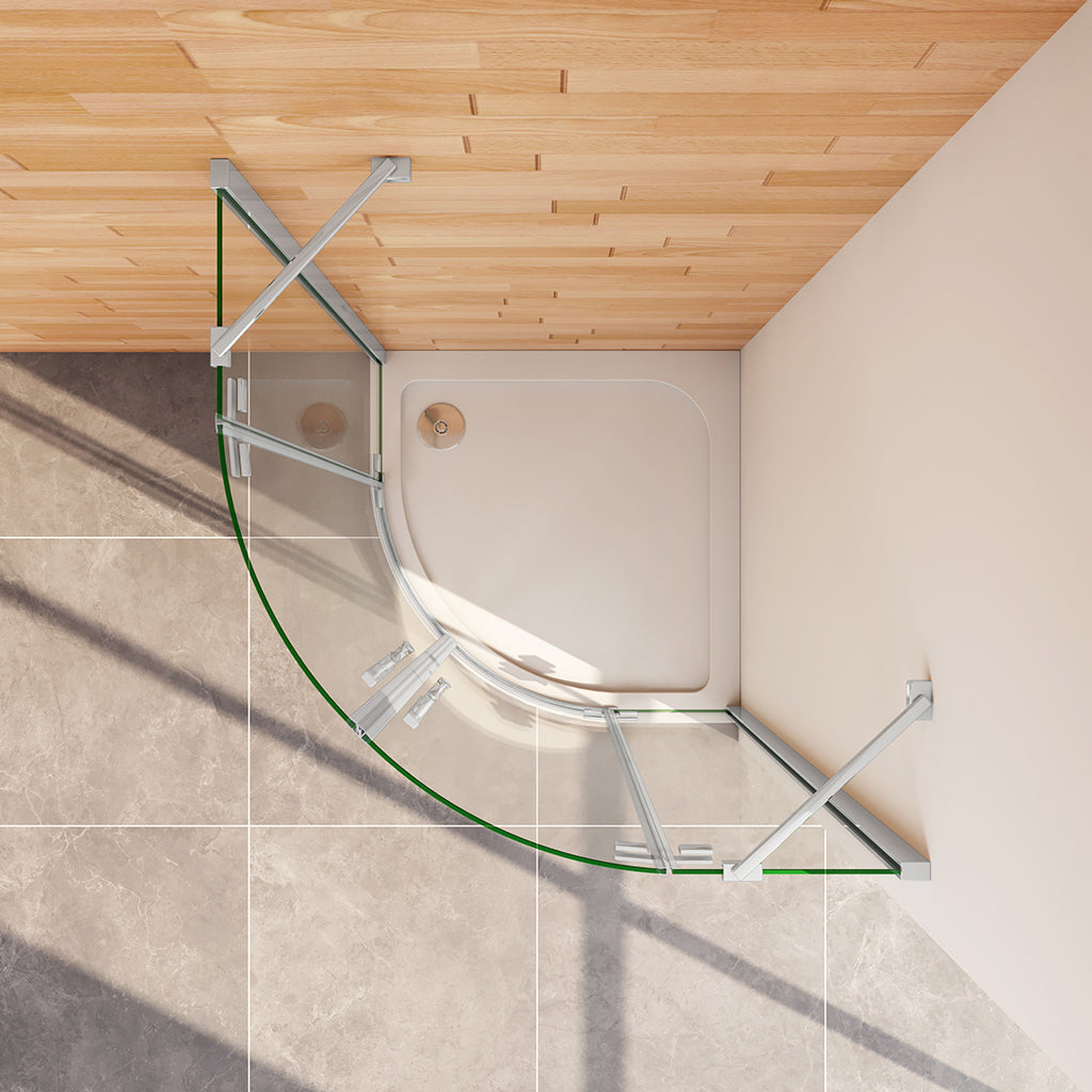 Duschabtrennung 900x900 H.1950 mm Falttür Runddusche Eckeinstieg Duschtasse Ablaufgarnitur für badezimmer