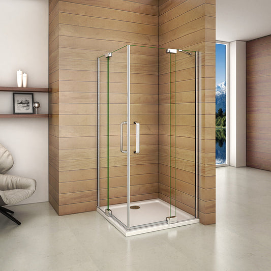 Duschabtrennung 90x80 H.195 cm Drehtür Eckeinstieg Duschtasse für badezimmer