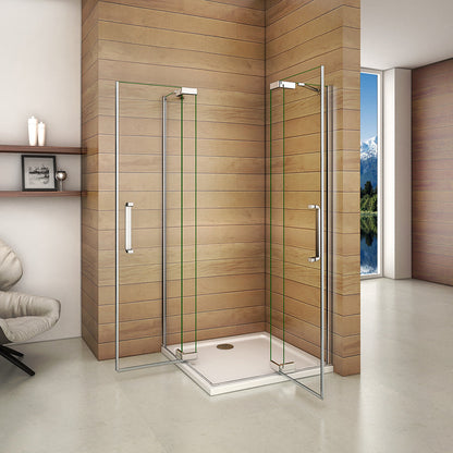 Duschabtrennung 90x90 H.195 cm Drehtür Eckeinstieg Duschtasse für badezimmer