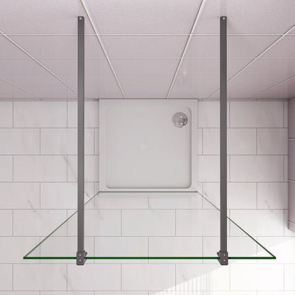 Duschabtrennung 97.7 H.200 cm 10cm Walk in Duschwänd mit 2xStabilisationsstange 90cm für badezimmer