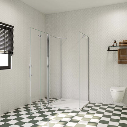 Duschabtrennung U-Form 120x80xH195 cm Dusche Falttür für badezimmer